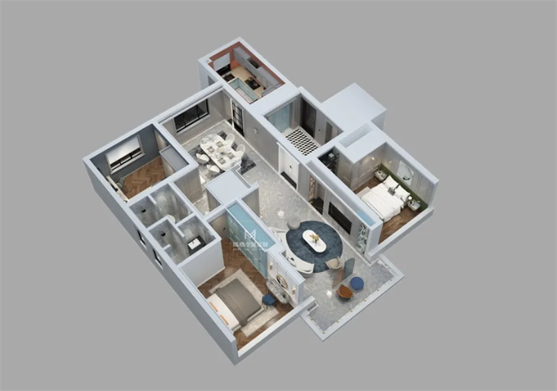 147㎡美式新房，蓝与灰的浪漫配色，缔造美式家居模范(图1)